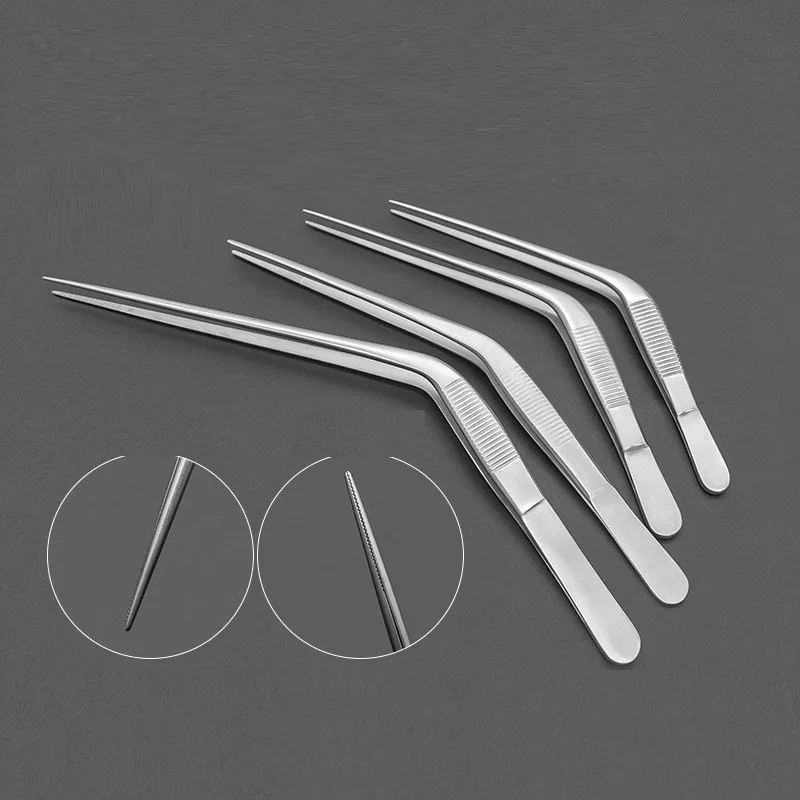 Medical Ear Dressing Forceps Wax Earpicker Removal Angled Clamp Clip Nasal Curved Earwax Clip Remover Tweezers Barware