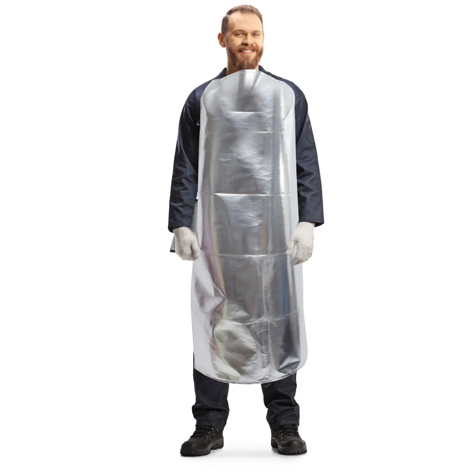 مريلة عازلة للحرارة مقاومة للحريق من رقائق الألومنيوم شديدة التحمل ومقاومة للزيت وتغطية كاملة بدلة حماية من الأعمال الخشبية المعدنية #2