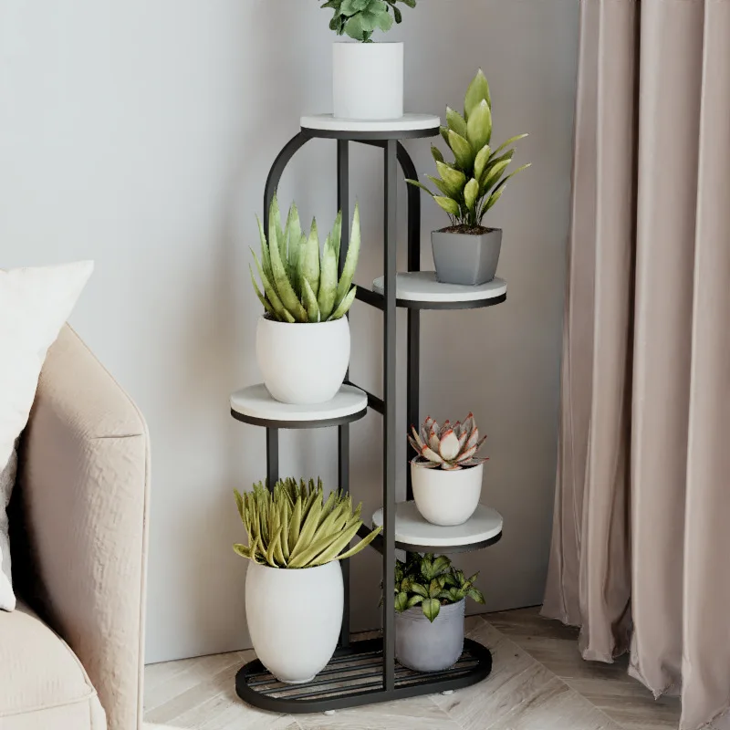 5 Tier 6 Potted Iron Plant Stand Multiple Flower Pot Holder Shelf Plant Rack Storage Organizer Display for Indoor Garden Balcony