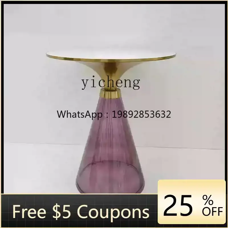 

H3-24minimalist art glass coffee table living room model room modern tea table round table