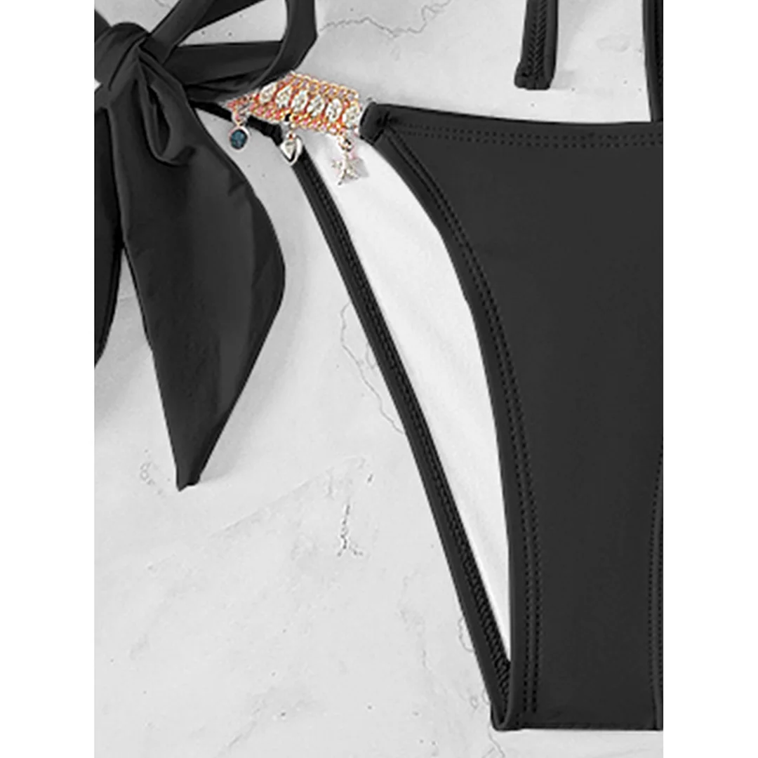 5 Farben, mit Strasssteinen besetzter Bikini, Damen-Badeanzug, zweiteiliges Bikini-Set, Badebekleidung, Badeanzug, Modell V8000. – Detail 23