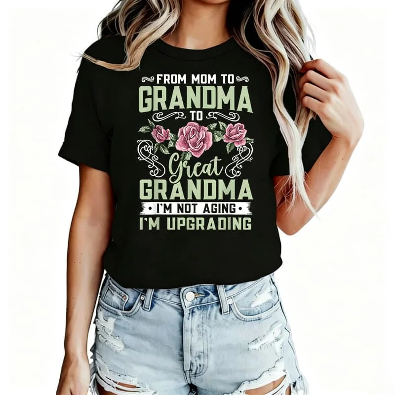 Grandma Inspirational Language Theme Women's T-Shirt 100% Cotton Funny Graphic Short Sleeve Tee Novelty Shirt Casual Crew Neck Top S-5Xl