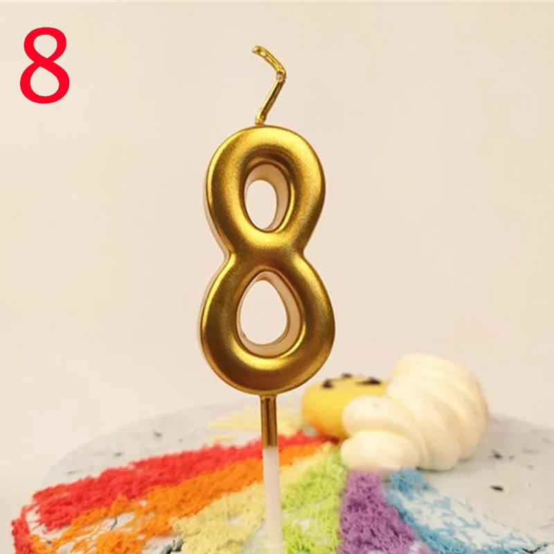 Number Birthday Candle 1 2 3 4 5 6 7 8 9 0 Gold Kids Birthday Anniversary Candle For Cake Party Supplies Decoration Cake Candles