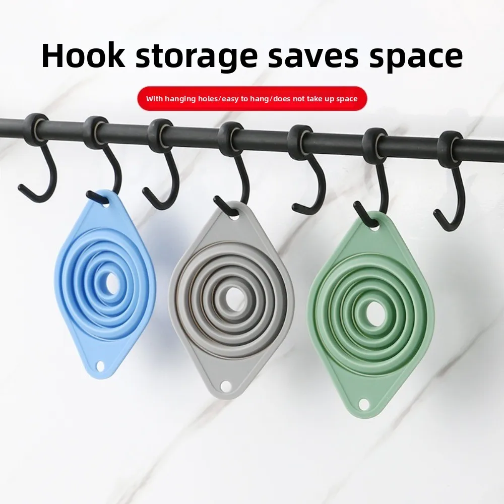 مجموعة قمع المطبخ المحمولة متعددة الأغراض، ميزة قابلة للطي، قمع سيليكون واسع الفم، قمع قابل للطي للاستخدام في المطبخ #1