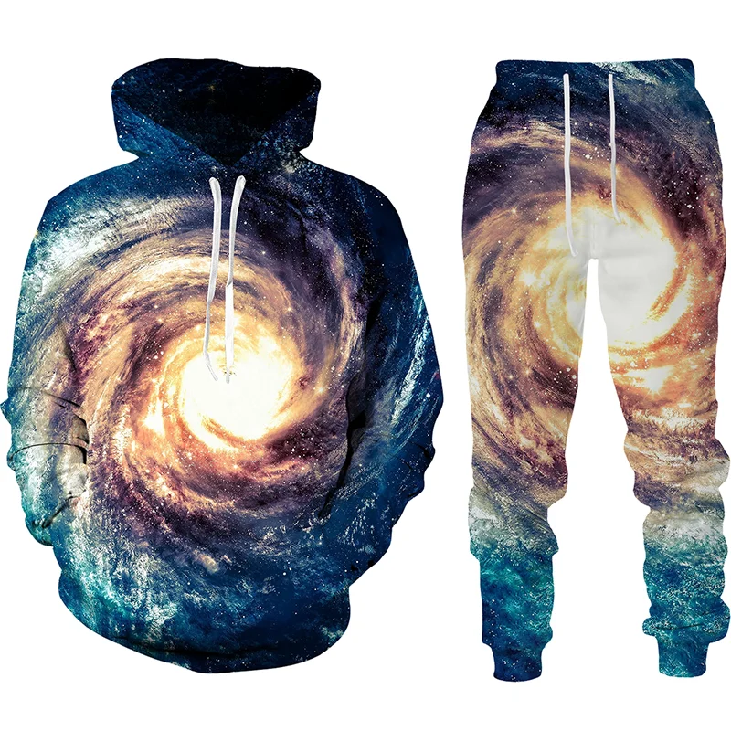 Men's Vertigo Hypnosis Vortex Colorful Print Hoodie Kids Clothing Suit Women Fashion Hoodies Pants 2pcs Sets Tracksuit