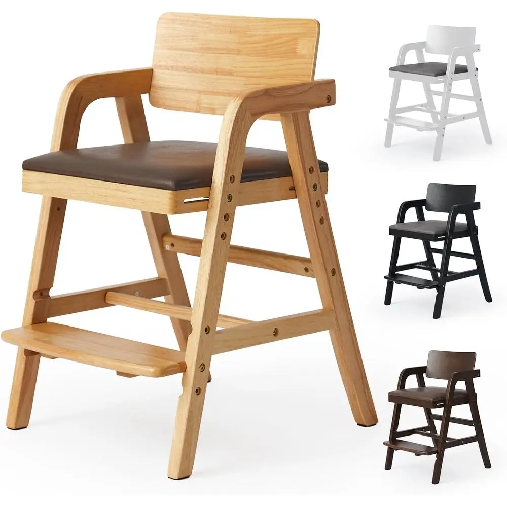 Wooden High Chair or Toddler, Adjustable eeding Chair, Natural | Toddler Dining Chair Grows with Kids, Baby HighChair or Dining