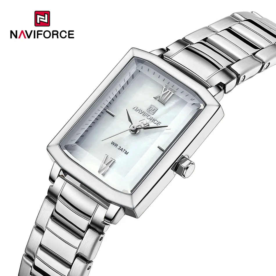 NAVIFORCE-Reloj de pulsera cuadrado de cuarzo para mujer, accesorio sencillo de alta calidad con correa de acero, resistente al agua, hermoso regalo