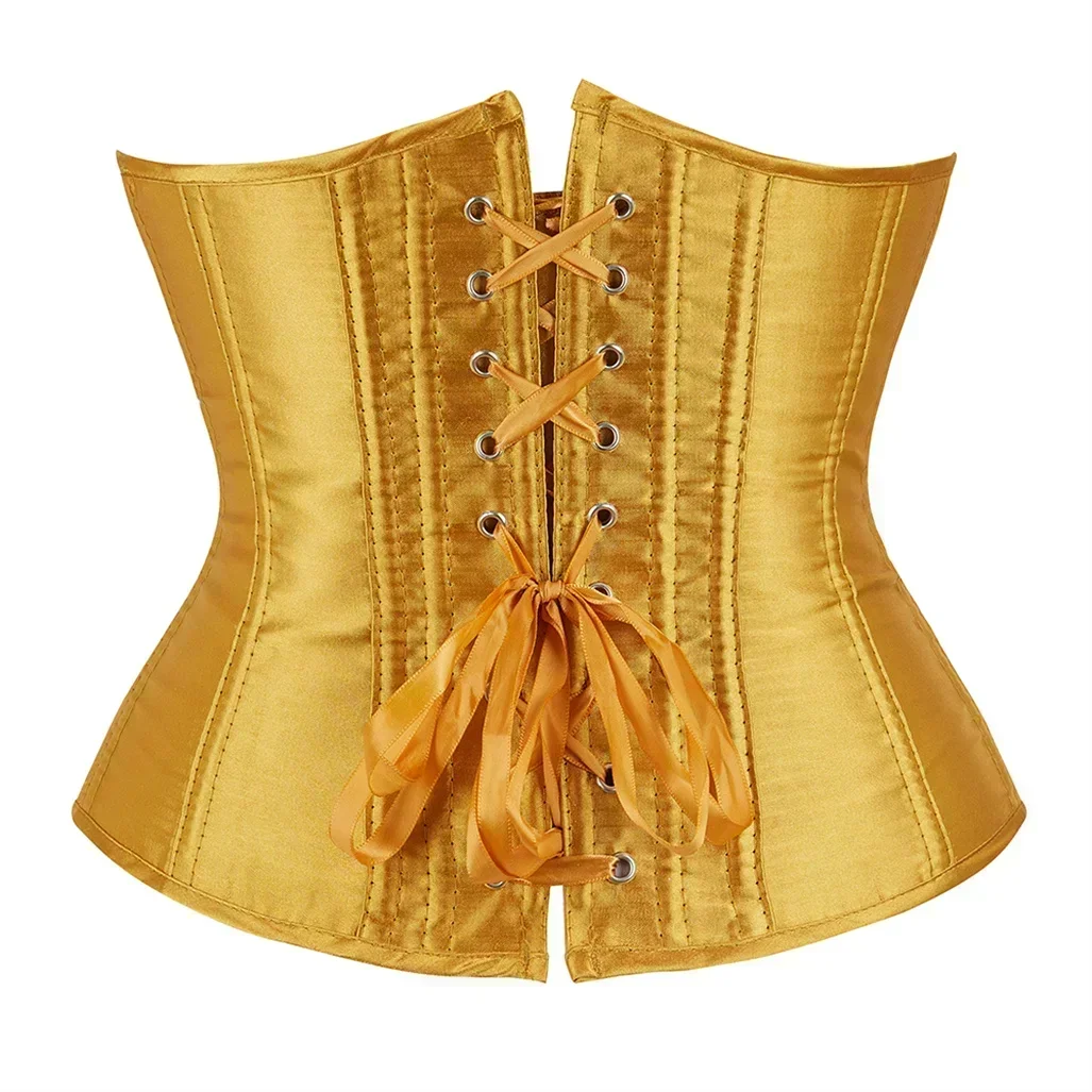 Women Corset Waist Trainer Underbust Satin Corsets Lace Up Bustier Sexy Bodyshaper Vintage Bustiers Burlesque Costume Plus Size image 3