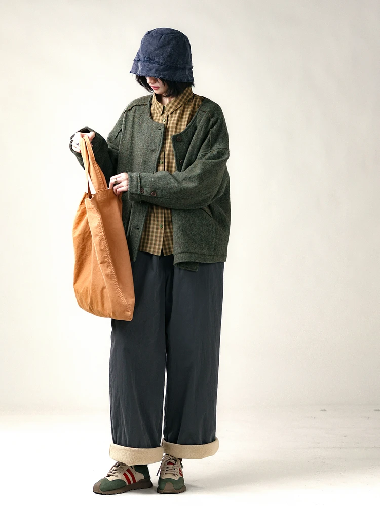 

Теплое шерстяное пальто женское, круглый вырез, повседневное, свободного кроя, осенне-зимнее, модное, устойчивое к холоду, полностью из шерсти