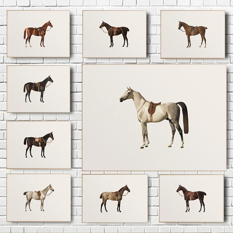 1PC--Vintage Simplicity Antique Equestrian Horse Rider Noble Horse Art Poster Canvas Painting Wall Prints Picture for Room Ho