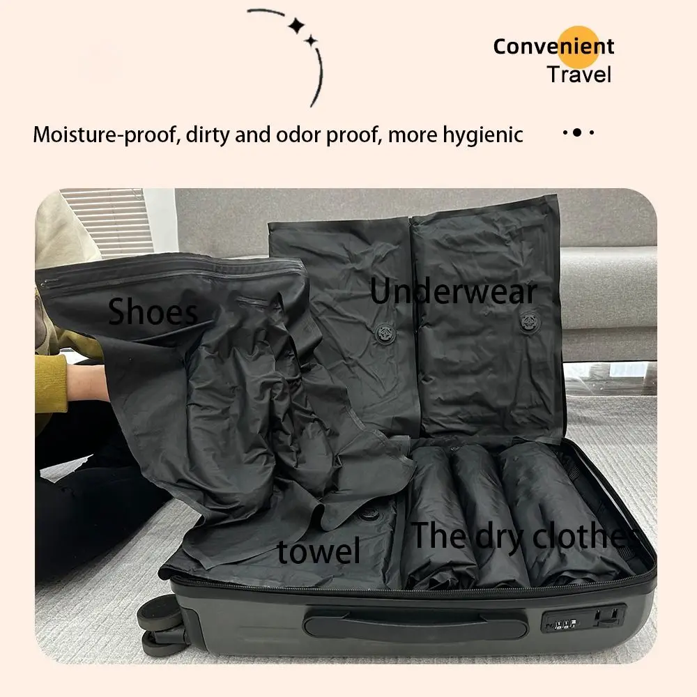 Reusable Hand Roll Vacuum Bags Dustproof Portable Vacuum Compression Bag Space Saver Luggage Vacuum Storage Bag for Travel view 2