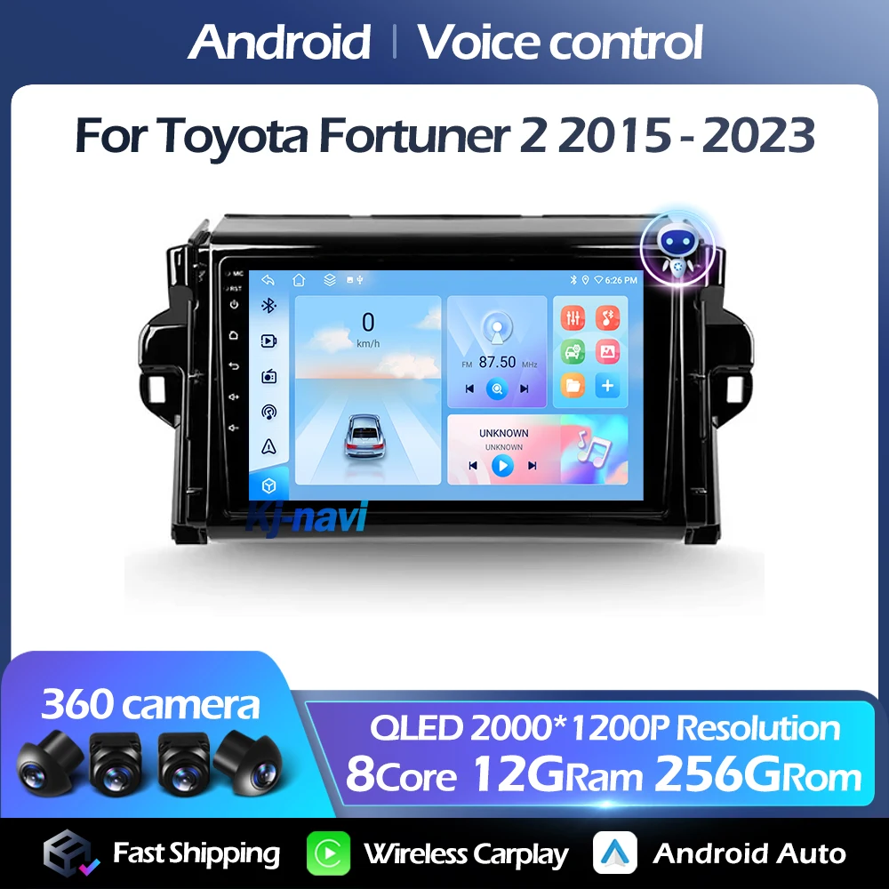 

Android 14 For Toyota Fortuner 2 2015 - 2023 Multimedia Player FM Carplay Auto 4G GPS 5GWIFI Voice control DSP RDS