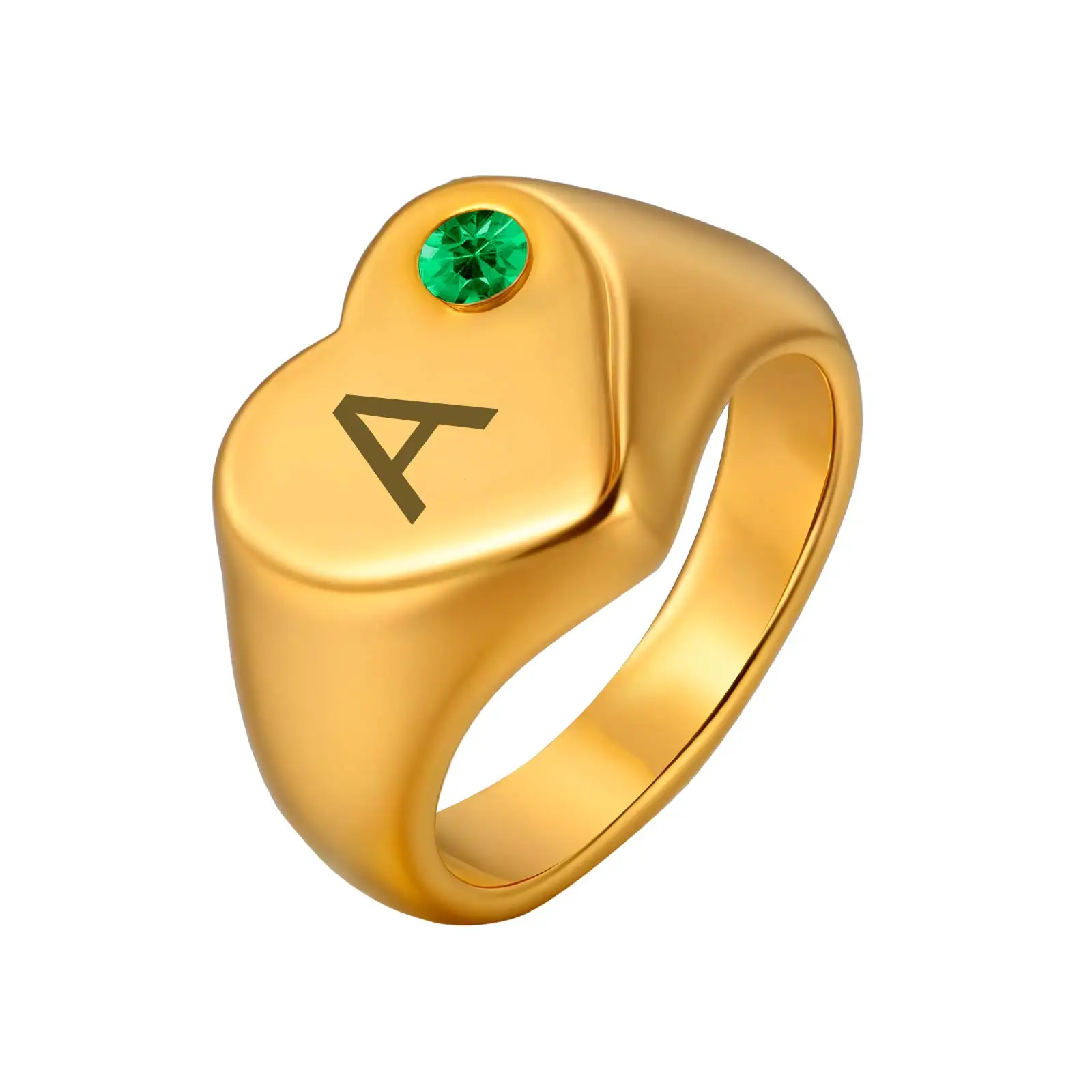 

12 Birthstones Free Customized Name Letter Ring for Women Heart Shaped Rings with Zircon Fashion Personalised Jewelry Gift