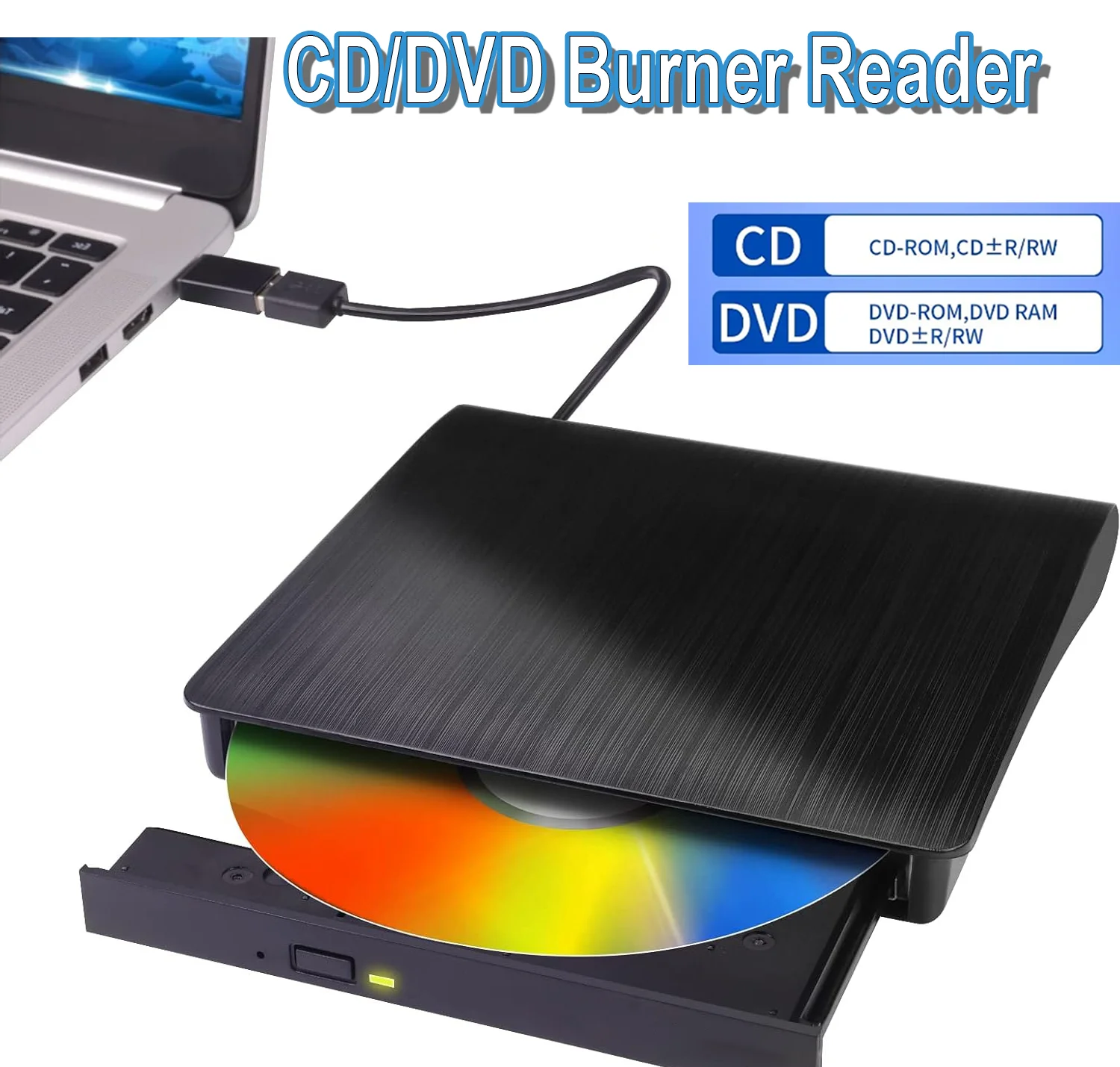 External DVD Drive USB 3.0 Type-C Portable CD DVD Player for Laptop +/-RW Disk Drive CD ROM Burner Writer CD/DVD Burner