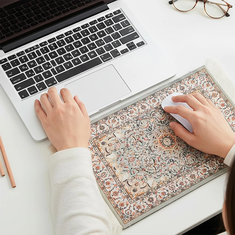 Persian Carpet Style Mouse Pad Vintage Coaster Bohemian Rug Desk Pad Mousepad Mouse Mat Table Decorfor Office Home
