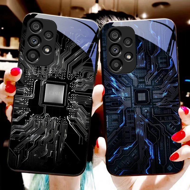 

Computer Element For Samsung Galaxy S10 20 Plus 21 FE 22 23 24 FE 25 Ultra Black Tempered Glass Phone Case Hard Shell