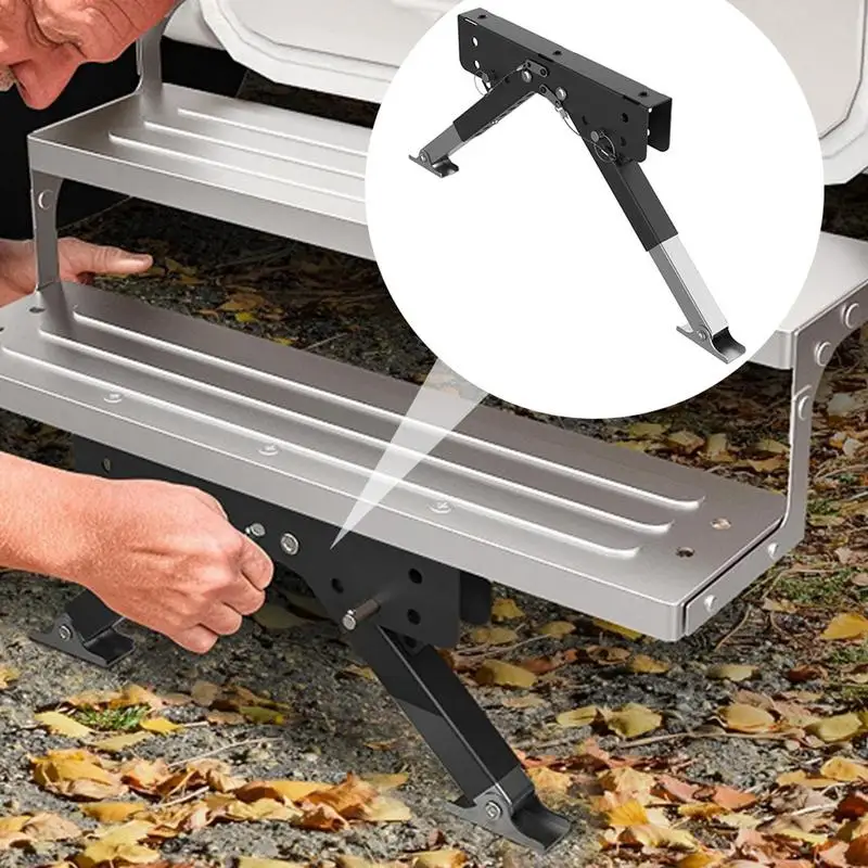 Foldable Camper Step Jack Heavy Duty RV Entry Step Stabilizer Ground Support Jacks Easy To Install Camping Car Accessory