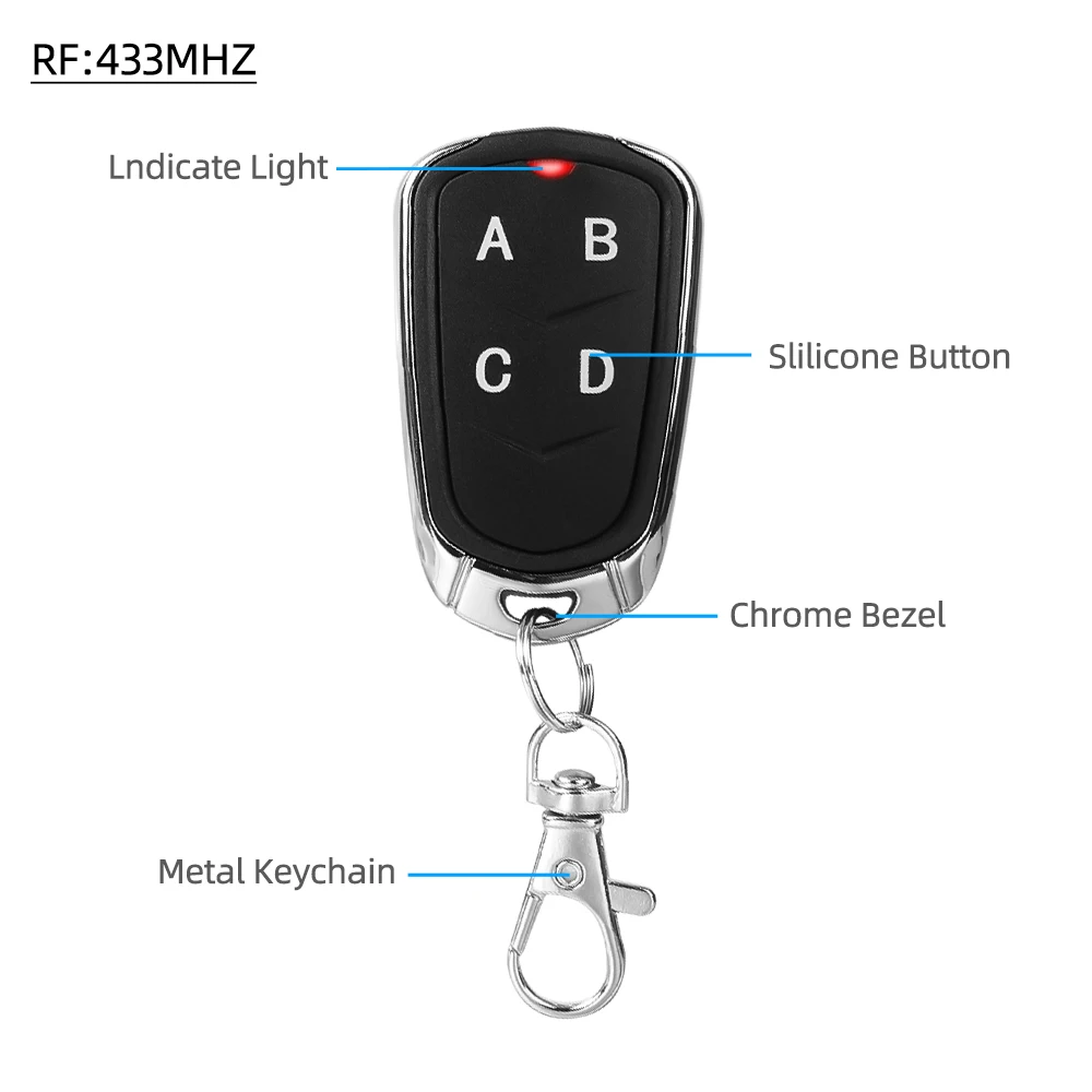 433Mhz 4CH Duplicator Remote Control Electric Gate Garage Door Opener Remote Controller Fixed Rolling Code Cloning Code Car Key