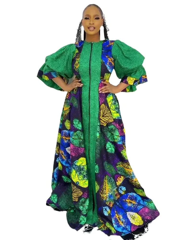 

Wedding Party Evening Dresses For Women African Dashiki Print Long Robe Dubai Muslim Abayas 2024 Autumn Clothing Ankara Dress