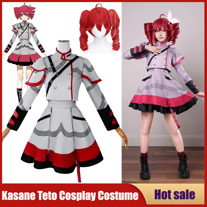 

Костюм для косплея аниме-виртуальной певицы Касаэ Тето: милый красный косичный парик, розовая униформа, платье для маскарада и карнавала