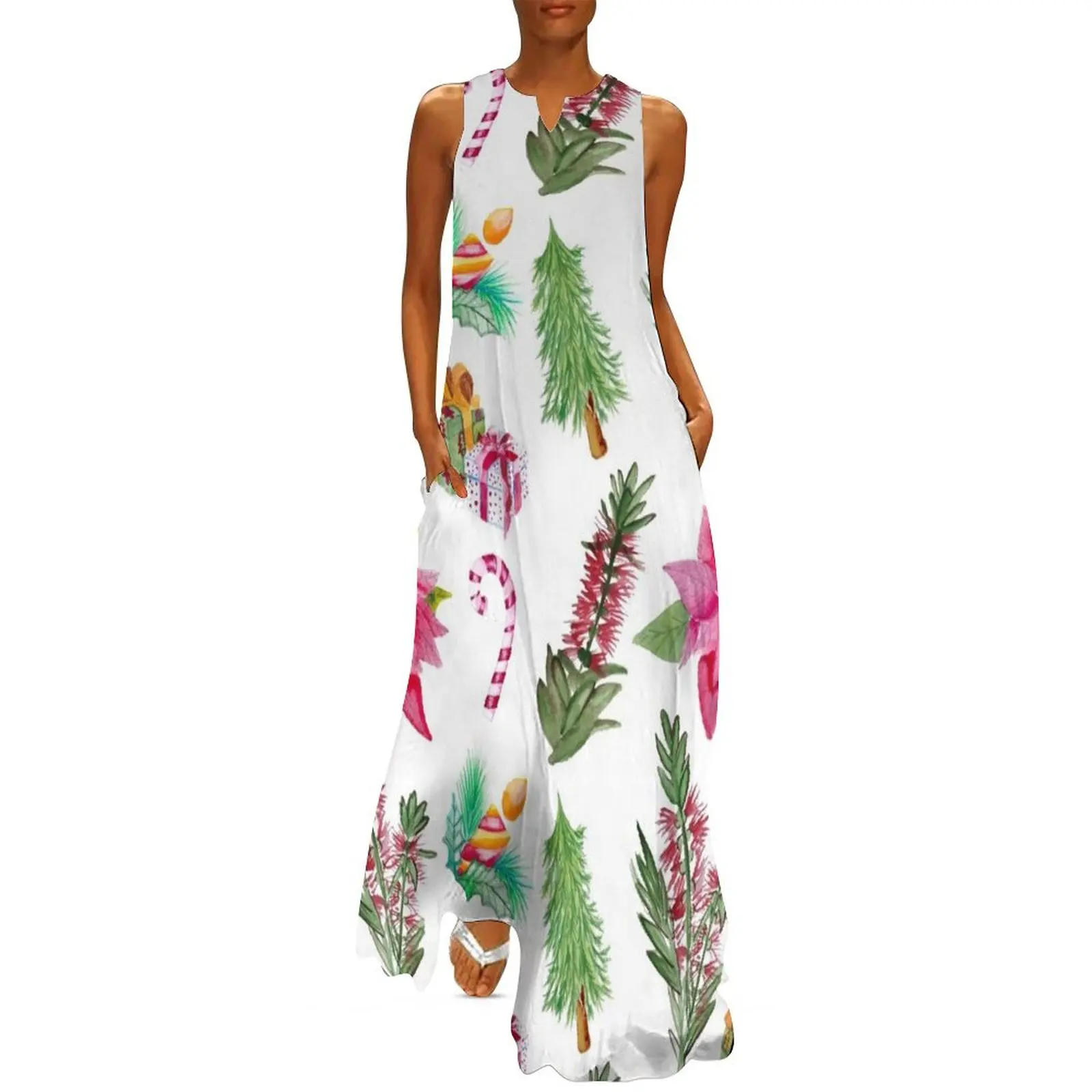 Australian Native Floral Christmas Print Long Dress summer dresses womens 2024 festival outfit women Summer skirt