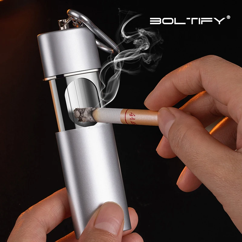 

2026 New Portable Ashtray With Lid Outdoor Pocket Ashtrays With Keychain Travel Ashtrays Mini Keychain Ashtray