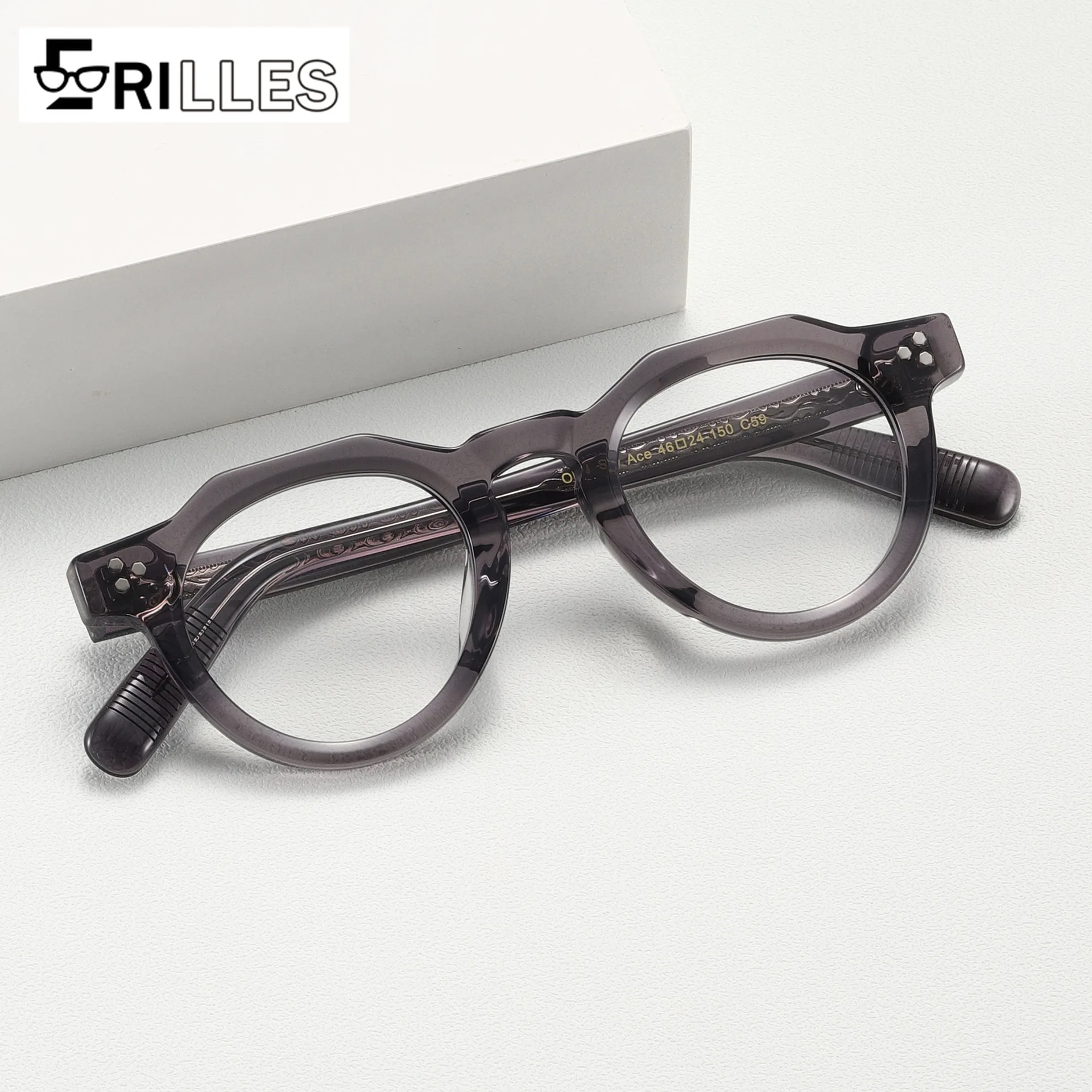 Handcrafted Japanese Acetate Glasses, Geometric Polygonal Full Frame, Artisanal Lightweight Design for Urban Street Style