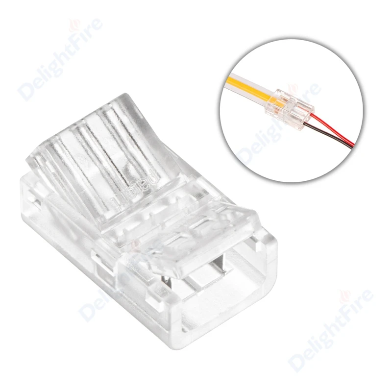 2Pin COB LED Light Strip to Wire Connectors Terminal Extension Connection For 8mm/10mm Wide High Density LED Strip Lights 12V