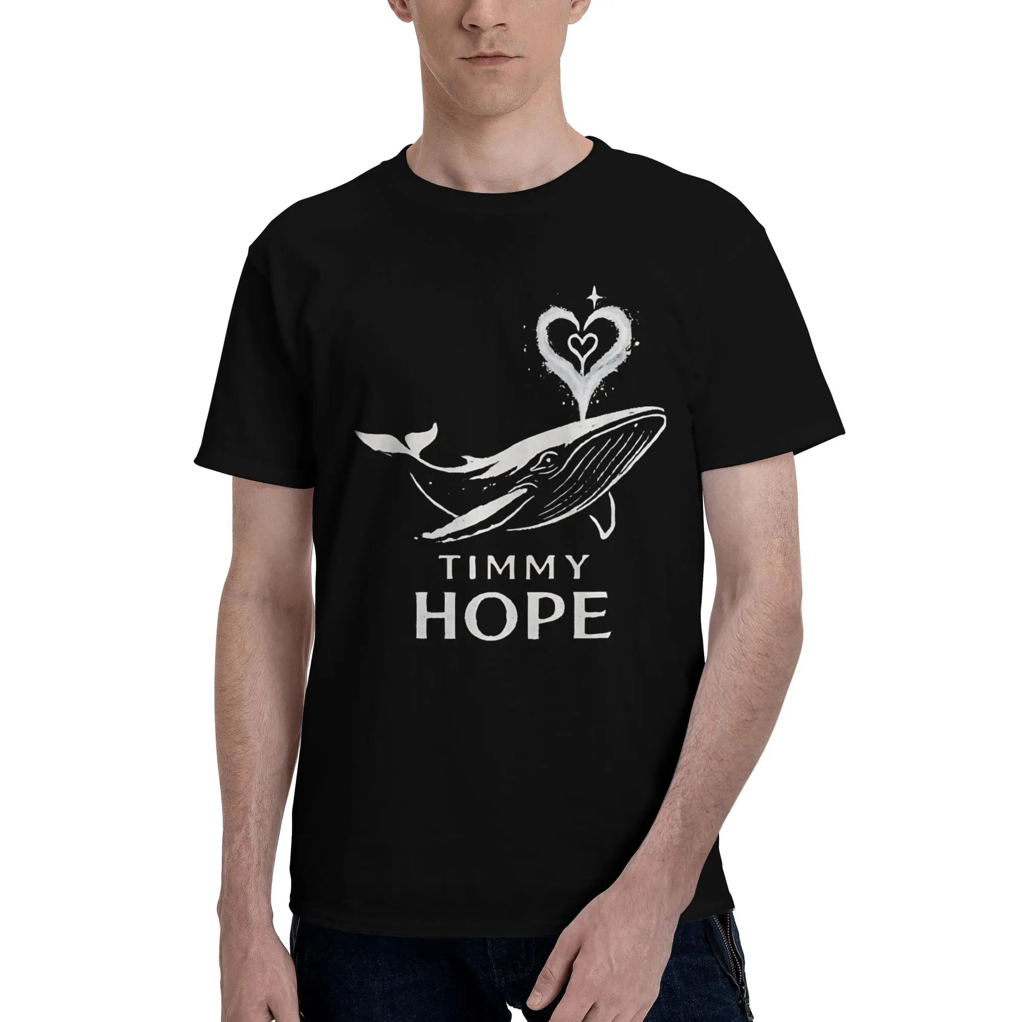 Timmy Hope Whale of Light buckelwal Graphic Printing T Shirts Men Women  Pure Cotton  Tee Shirt Clothing