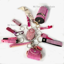 10Pcs Jewelry Bling Rhinestone Safety Keychain Women Outdoor Personal Survival Alarm Self-Defense Keychain Product