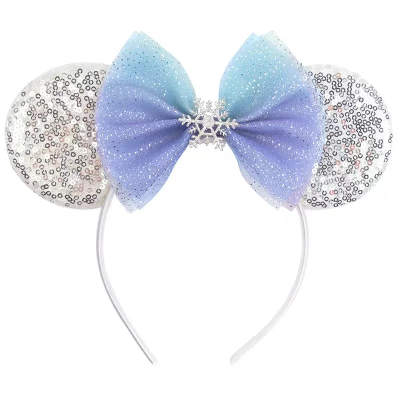 NEW Frozen Snowflake Mouse Ears Headband Girls Boys Sequin 5\