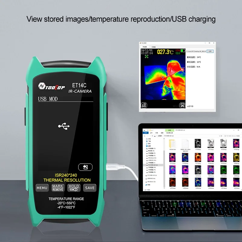 أداة توب ET14C -20~550 ℃ 25 هرتز الأشعة تحت الحمراء التصوير الحراري عدسة ماكرو كاميرا حرارية 18650 بطارية التدفئة الأرضية خط أنابيب التفتيش #3
