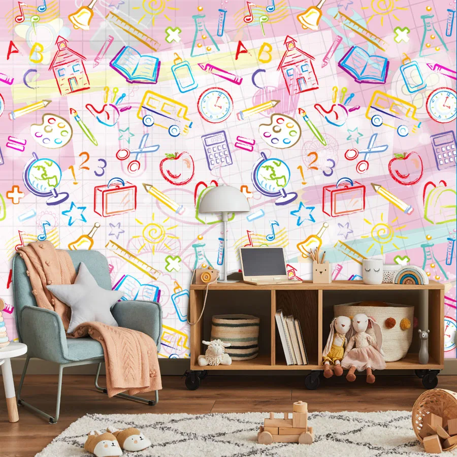 

Easy to Apply Education Painting Peel and Stick Wallpaper for Living Room Bedroom Wall Art Papers Home Decor Kids Baby Bed Mural