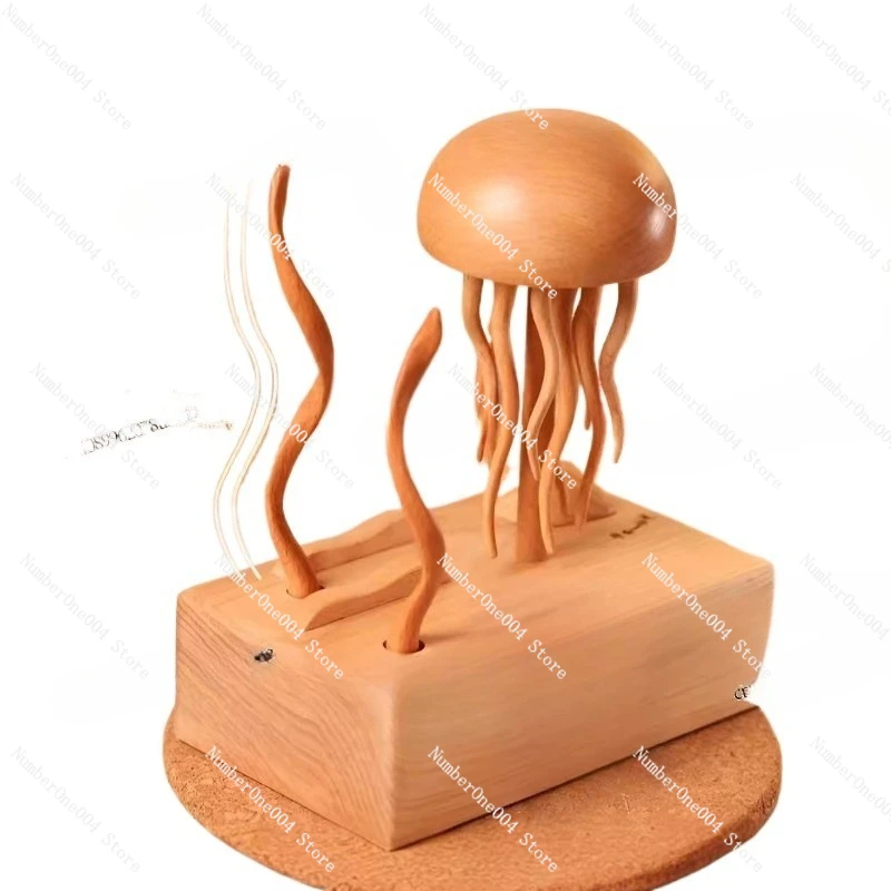 صندوق الموسيقى الميكانيكي الخشبي على شكل قنديل البحر على شكل قلب مصنوعات خشبية ذكية إبداعية