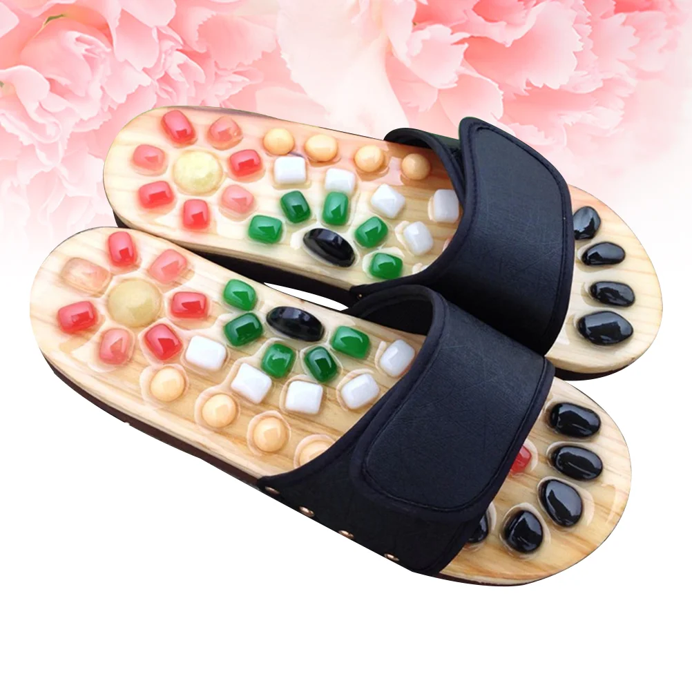 Natural Jade Massage Slippers Foot Health Shoes Care Sandals Cobblestone Acupoint