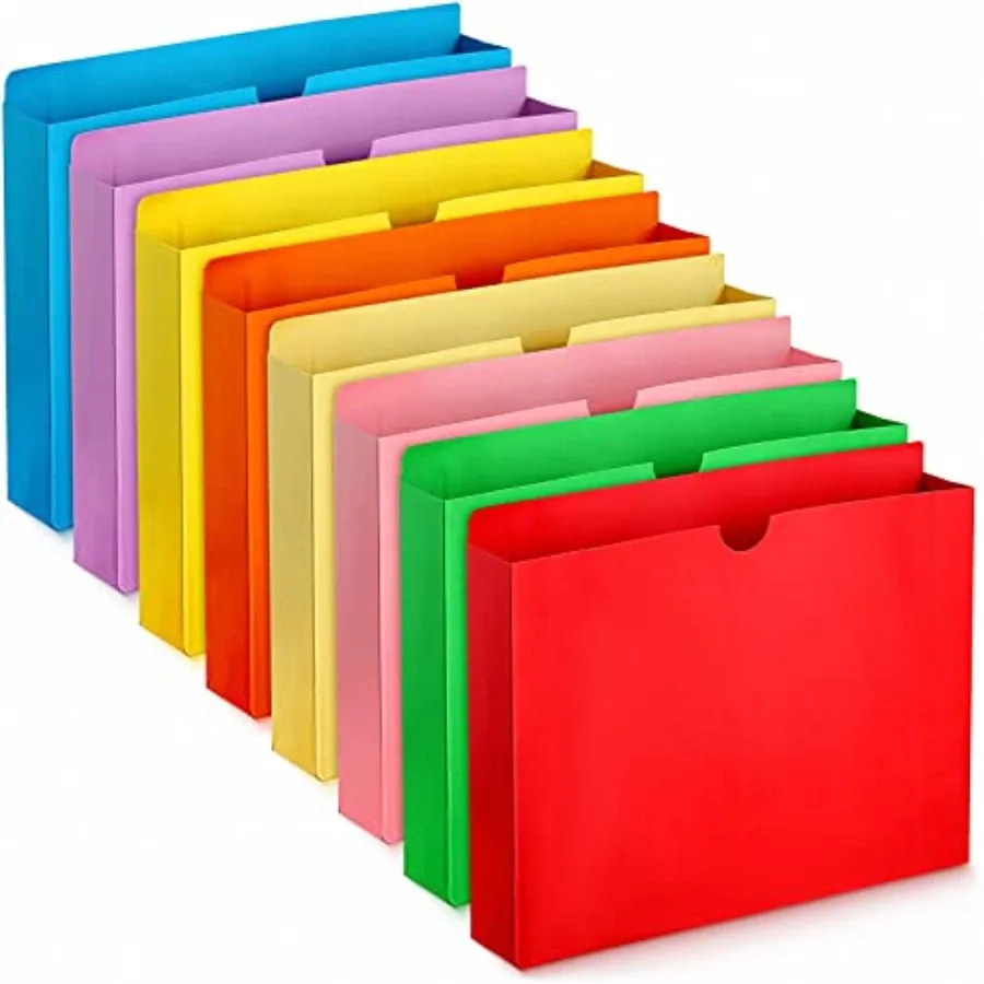 

40 Pack Colored File Folders 2 Inch Expanding Pocket Expandable File Folders Letter Size Reinforced Straight Cut Tab Expand Fil