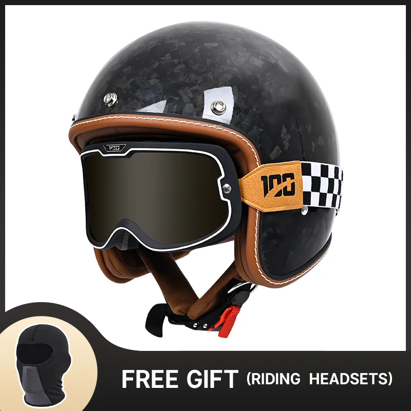 Retro Forging Carbon Fiber Helmets Men's Motocicleta Helmet 3C & Dot Certification Motorcycle Full Face Capacete Motocross