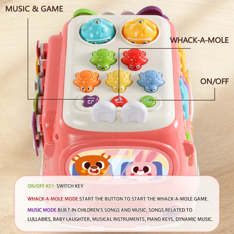 赤ちゃん多機能アクティビティバスおもちゃ漫画ウサギもぐらたたき釣りゲーム幼児ピアノキー楽器感覚おもちゃ
