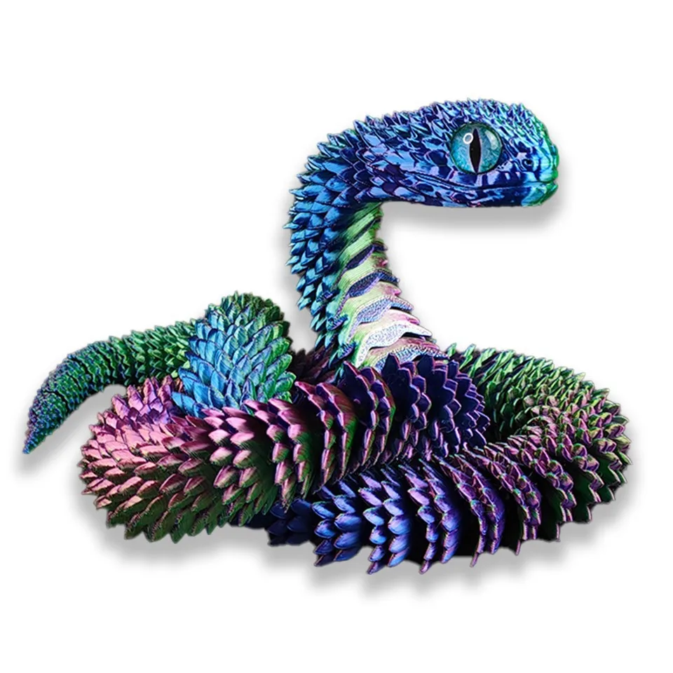 3D Printed Toys Snake Movable Stress Relief Fidget Toy Funny Simulation Snake Action Figure Desktop Ornament Christmas Gift ﻿