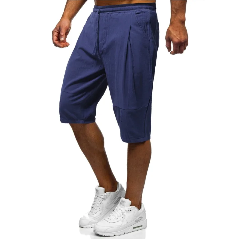 Summer New Men's Chinese Style Loose Tether Shorts Breathable Casual Five-point Pants