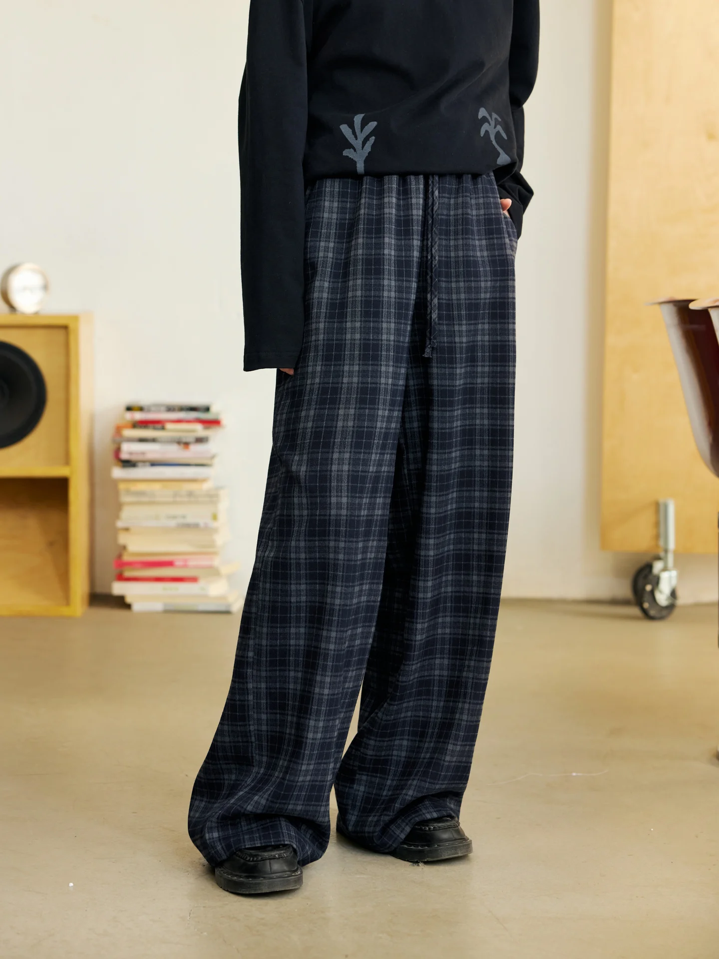 

Брюки Octopusme в стиле ретро, клетчатые, теплые, повседневные, свободные, универсальные, прямые, женские, осенне-зимние, модные