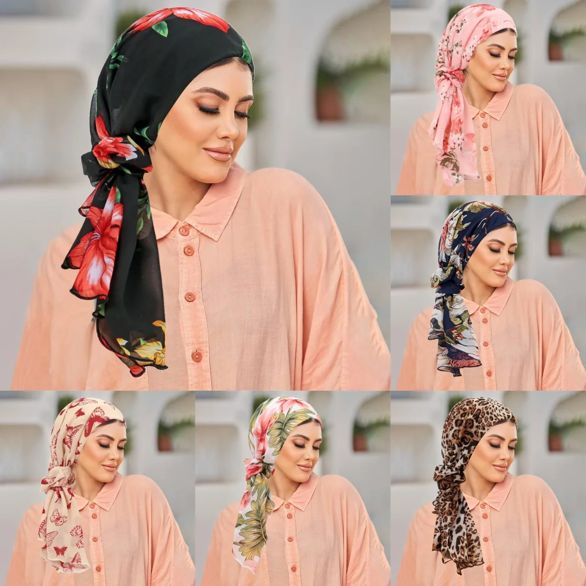 

1 комплект, женский комбинированный комплект кругов для волос с цветочным принтом, платок, шапка, мусульманский тюрбан, хиджаб, платок на голову с раком, головной убор, бандана