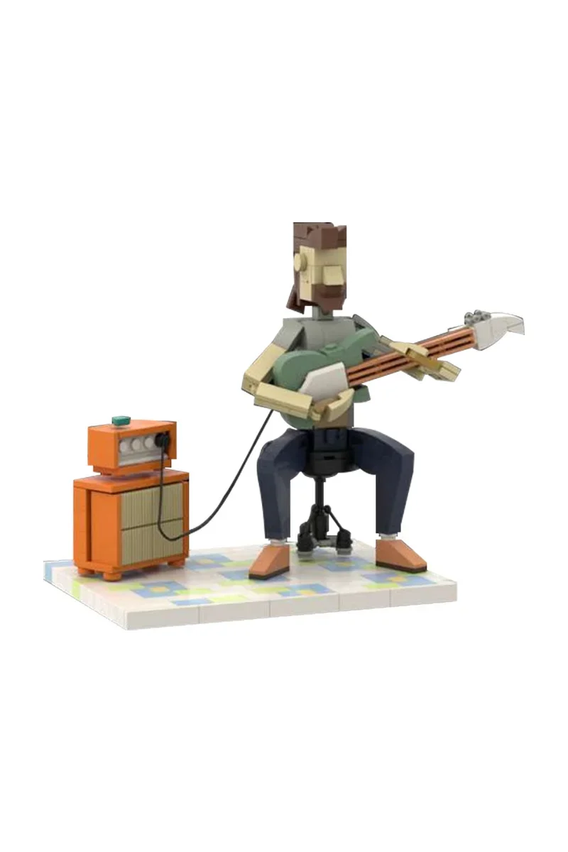

Gobricks MOC Jam Session Guitarist Bricks Model Street Band Guitarist Musician Creative Building Blocks Assembly Toys Kids Gifts