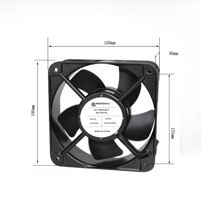180*180*60 мм, 220 В, осевой вентилятор с шарикоподшипником, 2700 об/мин, 65 Вт, охлаждающий вентилятор для сварки, вентиляция в шкафу, ИБП, станок с ЧПУ