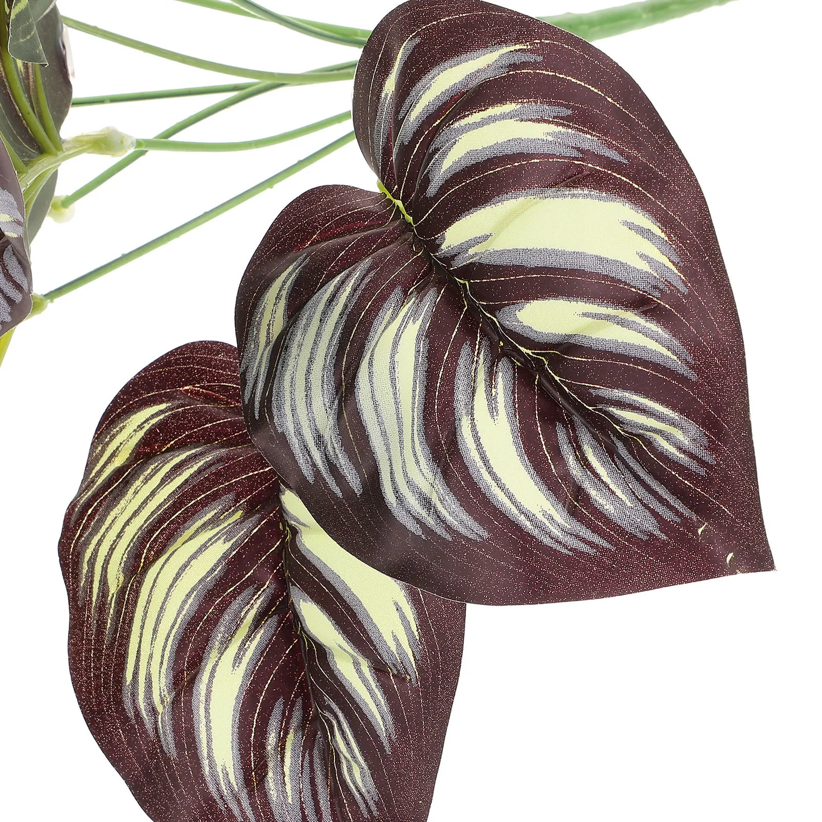 Folhas de mangueira falsas realistas, 3 peças, plantas artificiais roxas da selva para decoração de casa, arranjo de parede, festa tropical, decoração artesanal diy