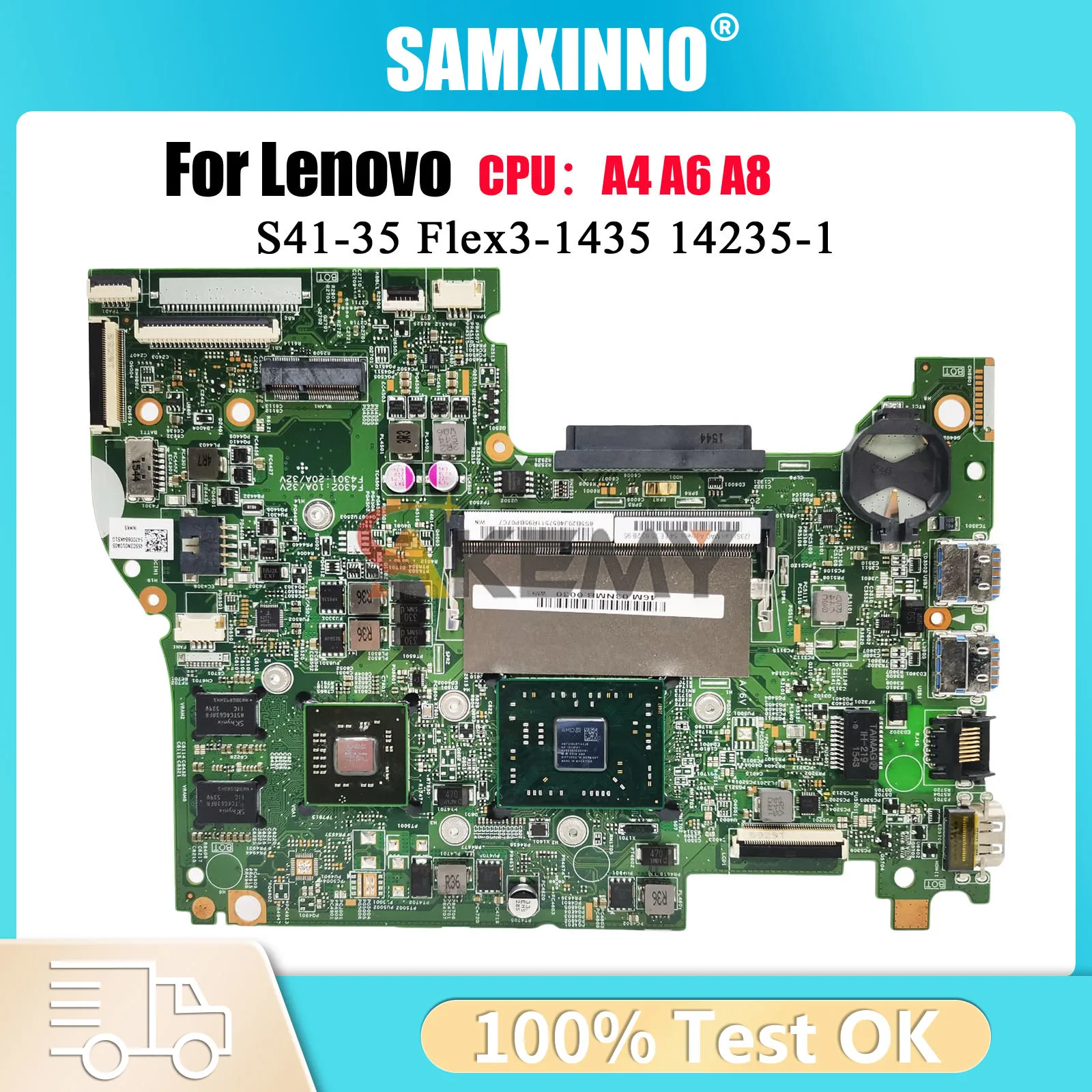 

14235-1 Материнская плата для ноутбука Lenovo S41-35 S41-75 Flex3-1435 с процессором A4-7210 A6-7310, 100% полностью протестирована