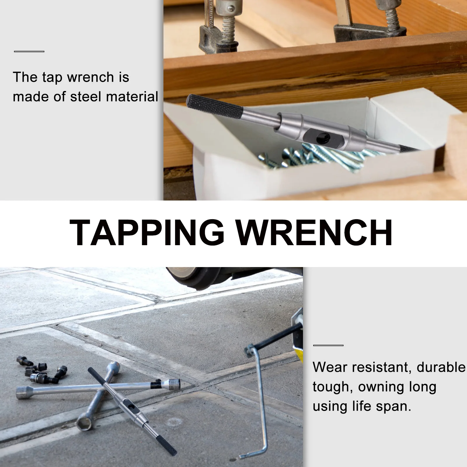 

Steel Tap Tapping Reamer H Tool DIY Woodworking Repair Durable Long Lifespan Metal Spanner Tool Tap Wrench Parts