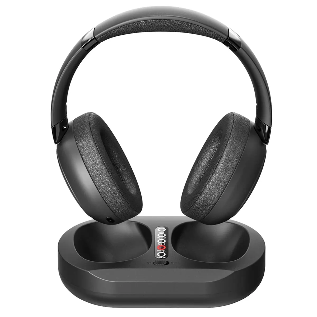 DTC5 2.4G Wireless Headphones for TV Watching with Charging Dock, Fit for Seniors, No Audio Delay Blutooth Headphones