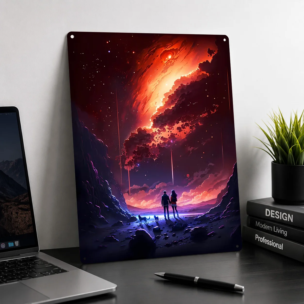 Cosmic Twilight 3D Texture Printed Poster Custom Vintage Metal Tin Plate Sign for Wall Art Decor Room Decoration Man Interior