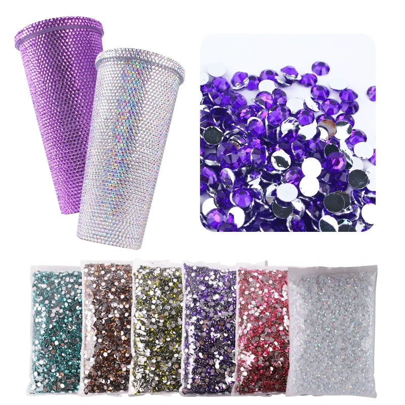 กระเป๋าถือสตรีขนาดใหญ่2-6มม.เรซิน Hot Fix Rhinestones จำนวนมากขายส่งแบนพลาสติกคริสตัลเล็บ DIY Glitters Cтразы หิน